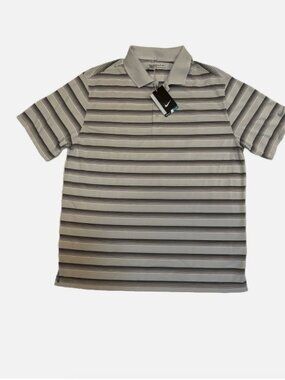 Nike Dri FIT Golf Polo Mens Large Grey Striped